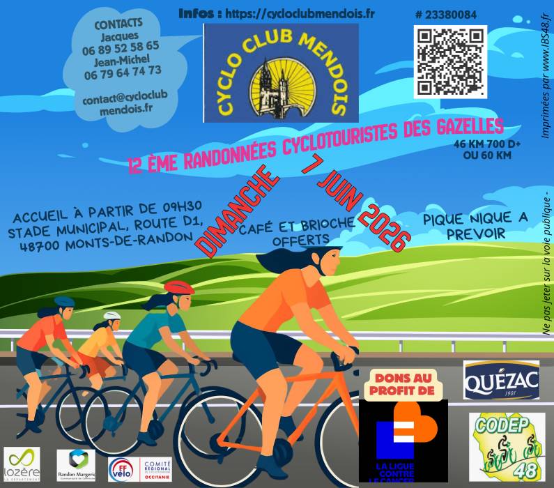 12ème randonnées cyclotouristes des Gazelles.