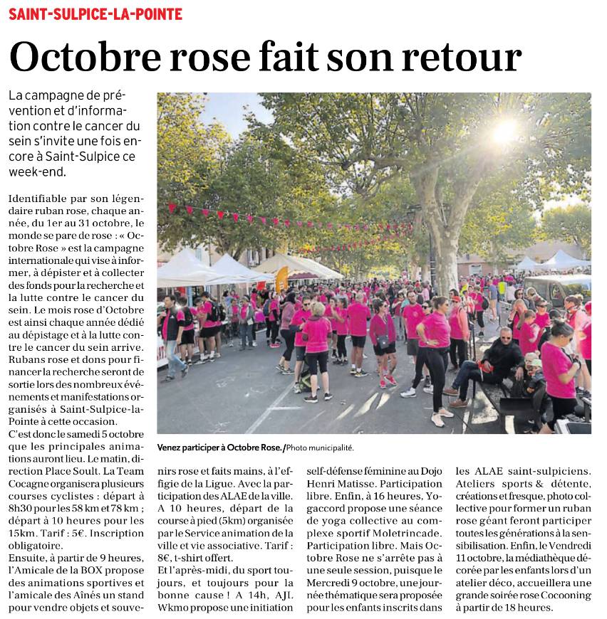 Article - Octobre Rose 2024 Tarn