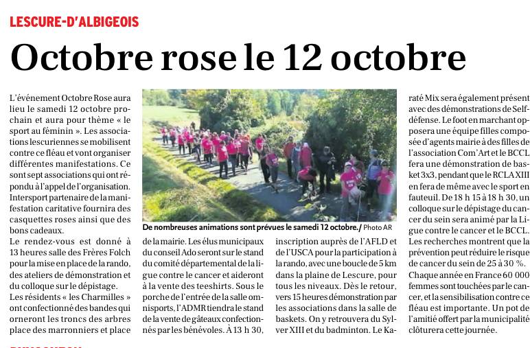 Article - Octobre Rose 2024 Tarn